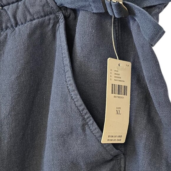 Anthropologie Pilcro Linen Blend Beach Cargo Pants, Blue, Wide Leg, Tie Waist,XL - Picture 4 of 12